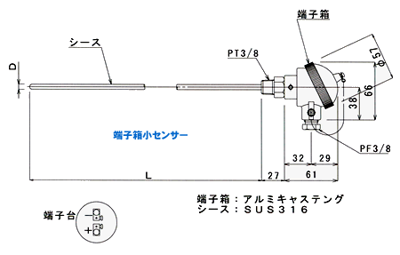 日本JUST带端子箱式铠装热电偶TSK610KS