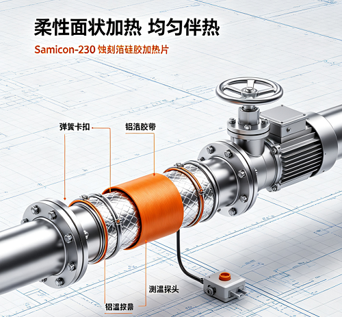 真空泵管路恒温伴热优选于坂口蚀刻箔硅胶加热片的解决方案